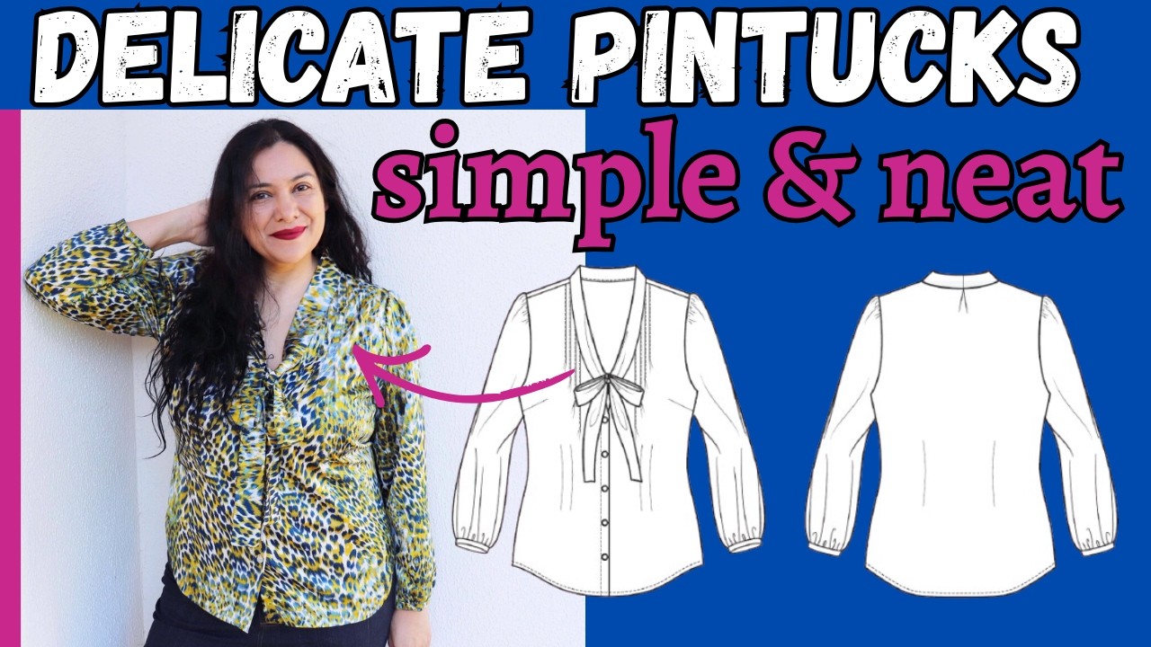How to sew NEAT Pin Tucks & more.  Zamora Blouse (Itch to Stitch). Blue leopard satin :)