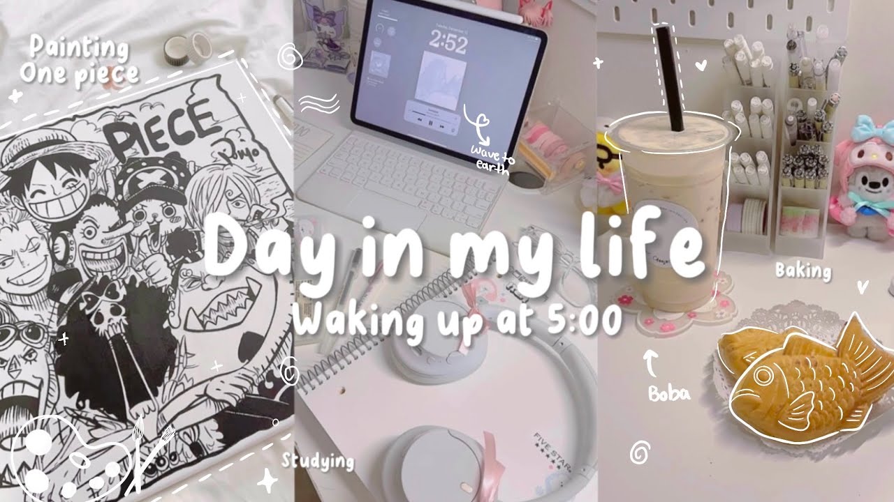 ♡₊˚ small daily vlog | paitning one piece, baking, studying and more・₊✧ 🫧