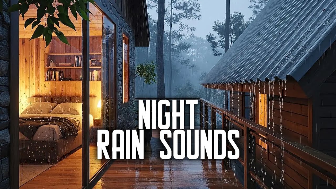 Cozy Rain Cabin at Night 🌧️ Night Rain Sounds