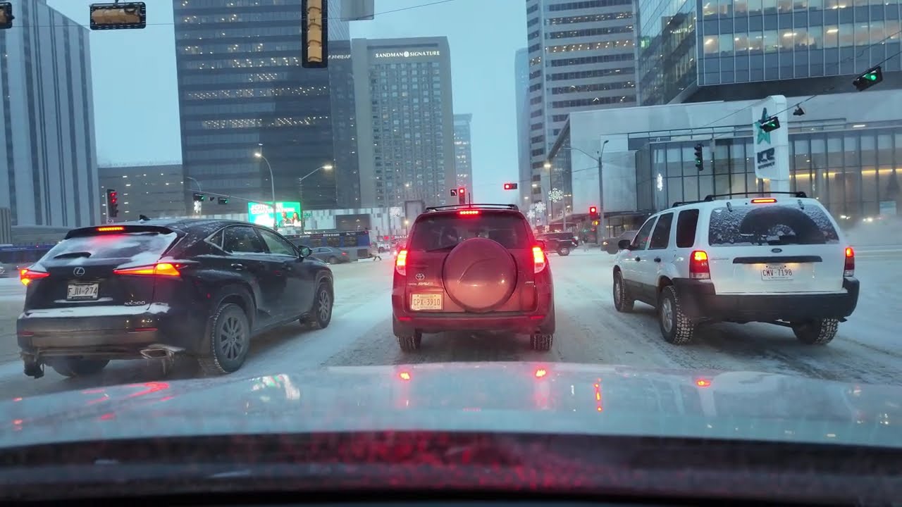 DOWNTOWN EDMONTON DRIVING IN EXTREME COLD |4K|EDMONTON |ALBERTA| CANADA| WINTER| FREEZING|