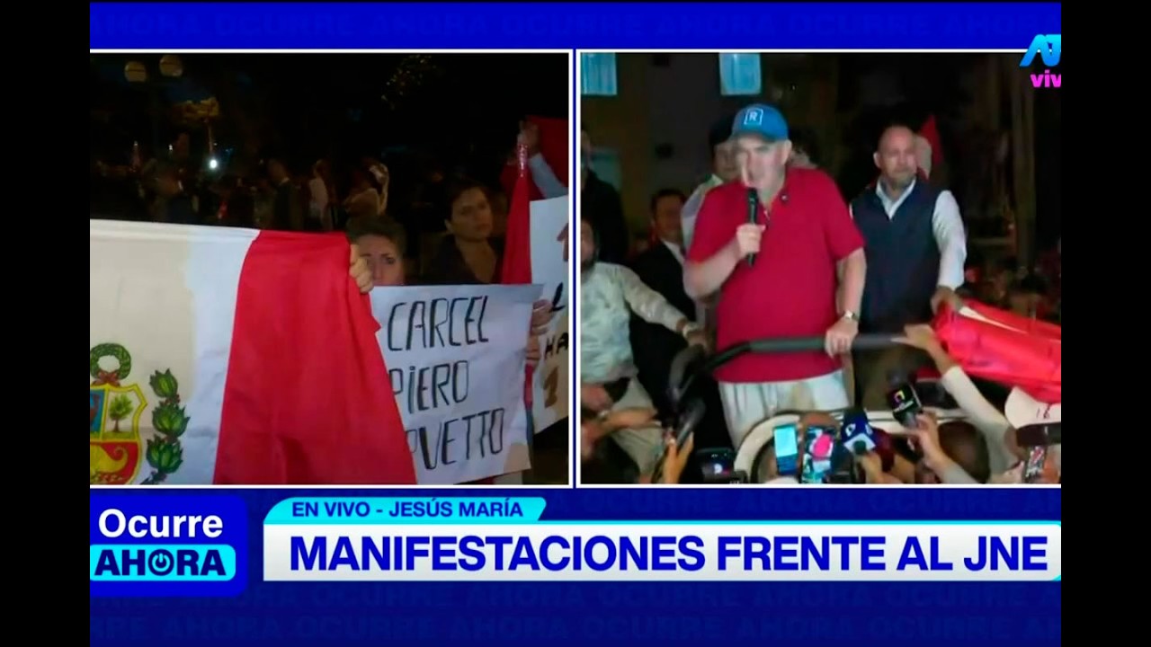 Rafael L&oacute;pez-Aliaga encabeza manifestaci&oacute;n frente al JNE