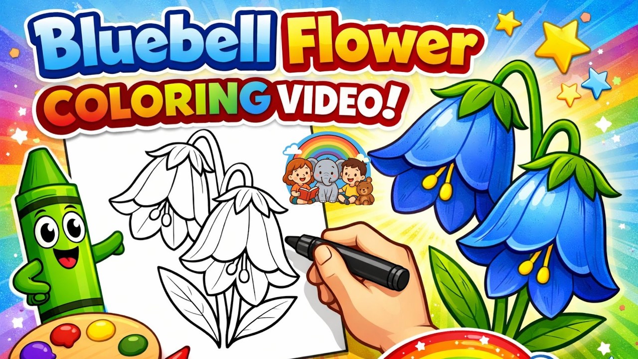 Bluebell Flower Coloring for Kids 💙🌸 Easy & Fun Step-by-Step Coloring Tutorial! 🎨