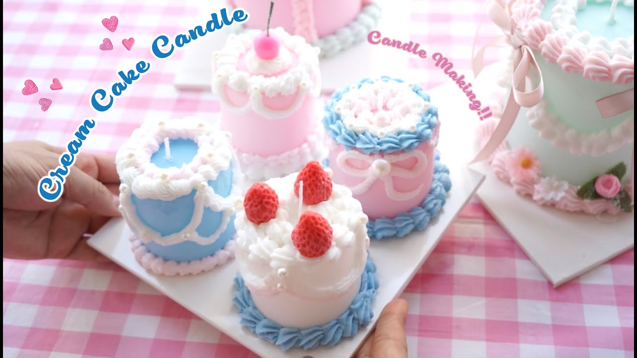 【Make a mini cream cake candle !!】Candle making ミニクリームケーキキャンドルを作ろう！ハンドメイドキャンドル