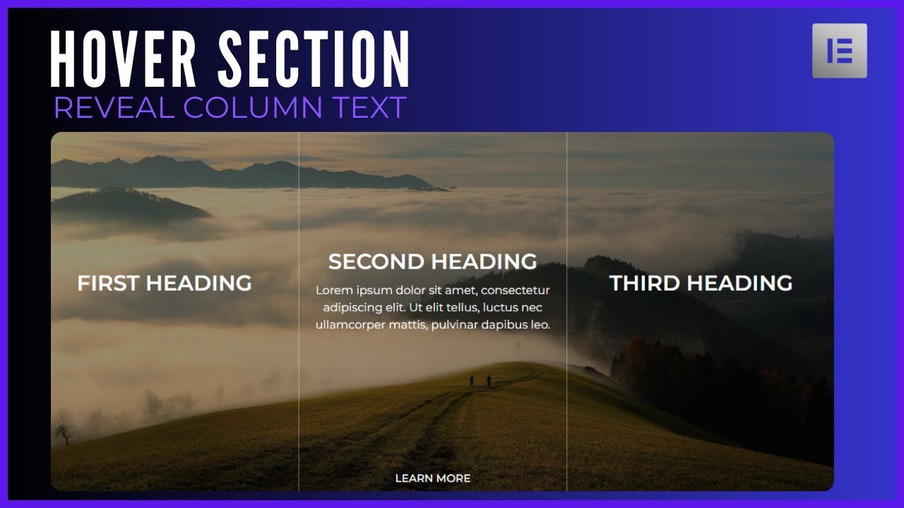 How To Add Elementor Text Over Image Section On Hover | Column Hover Animation
