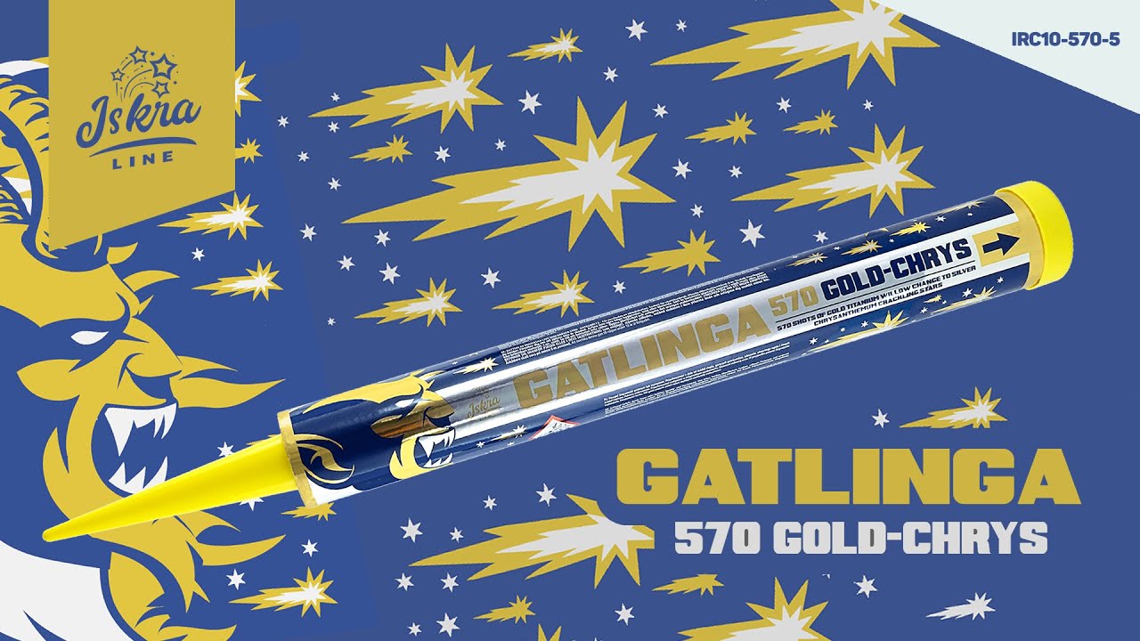 Gatlinga 570 Gold-Chrys - IRC10-570-5 - Battery of roman candles Cat. F2 [ NEW ]