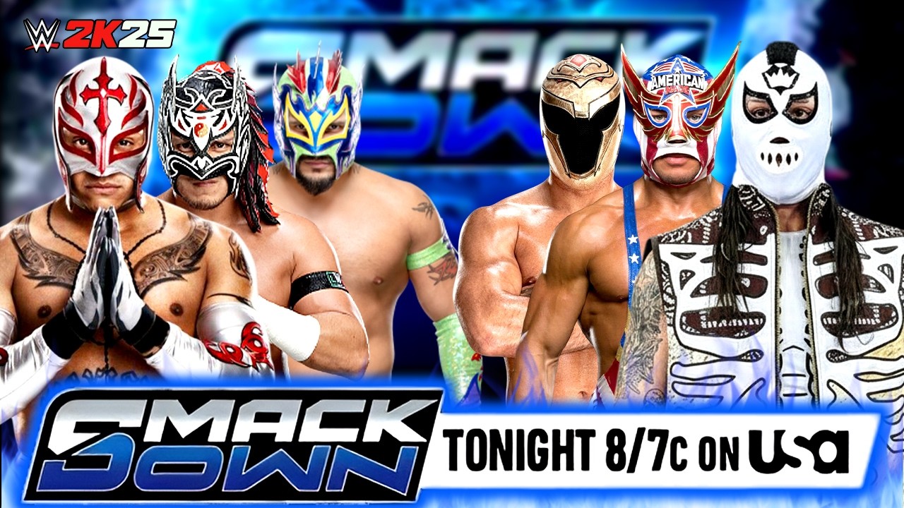 WWE SMACKDOWN: Рей Мистерио, Драгон Ли и Калисто против Доминика Мистерио, Американо и Аксиома - ...