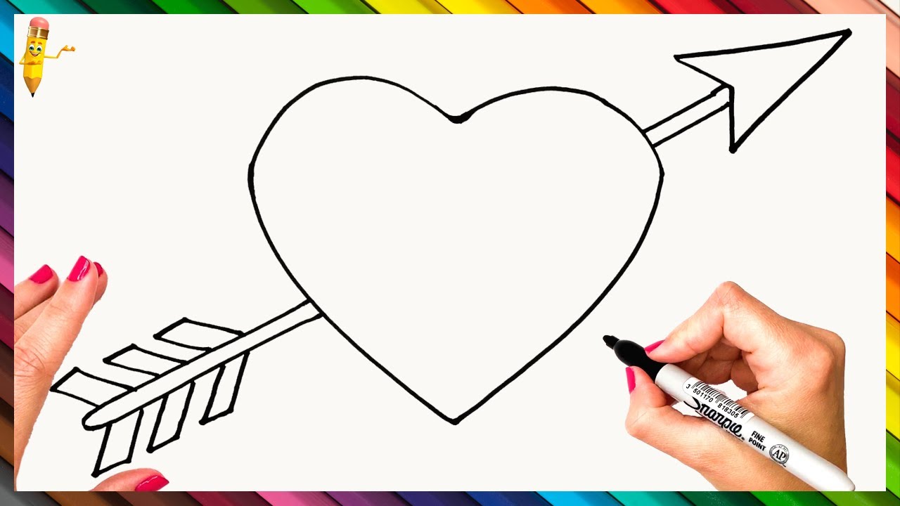 How To Draw A Heart With An Arrow Step By Step 💘 Heart With An Arrow Drawing Easy