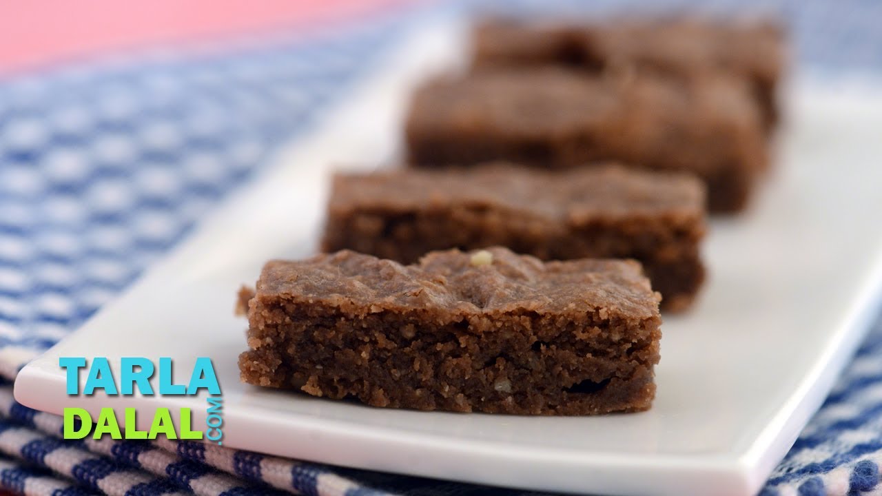 Chocolate Walnut Slice by Tarla Dalal