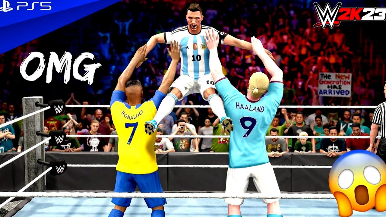 BALLON D'OR MESSİ VS BALLON D'OR HAALAND ! RONALDO KAVGADA ! FUTBOLCULAR ROYAL RUMBLE ! WWE 2K23 !