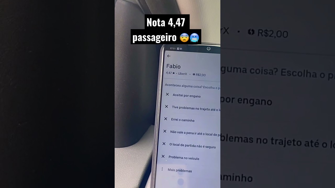 Passageiros com notas baixas são sempre preocupante 🥶😨😱 