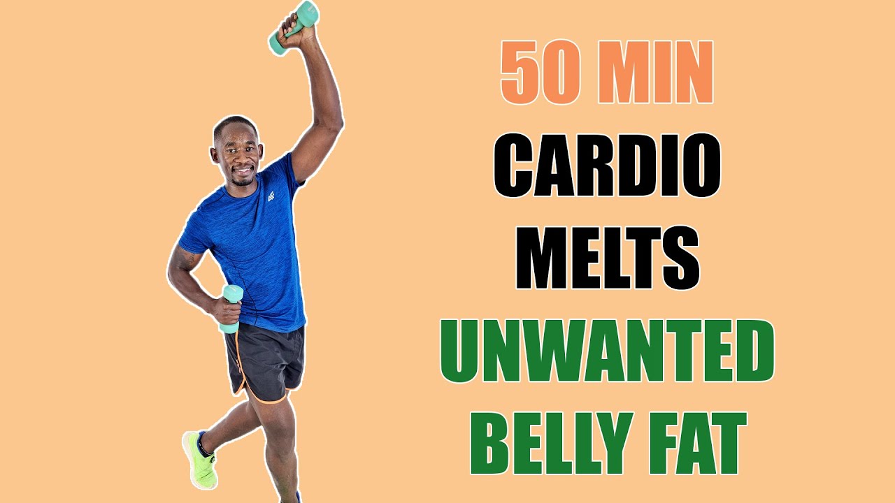 MELT UNWANTED BELLY FAT WALKING WITH WEIGHTS/ 50 Minute Cardio Workout