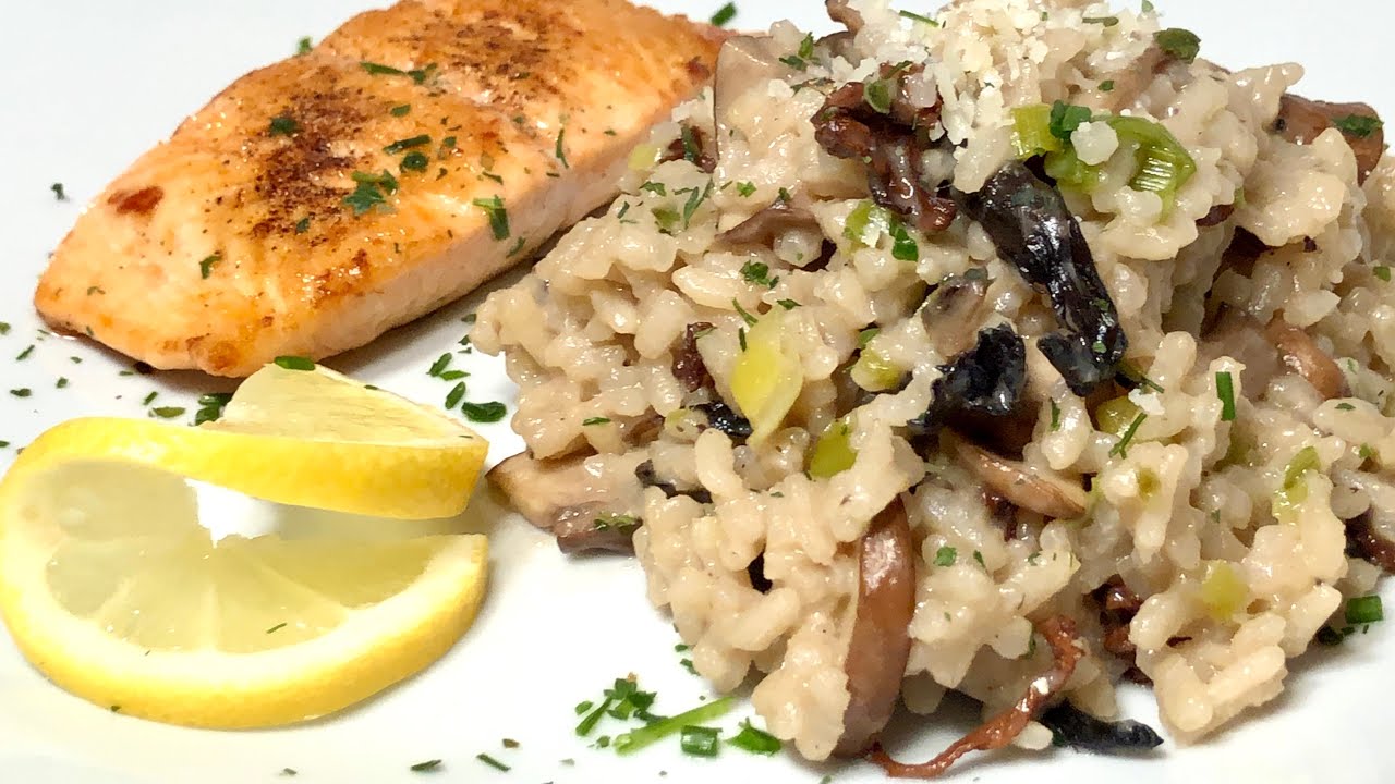 Pilzrisotto Rezept mit Lachsfilet