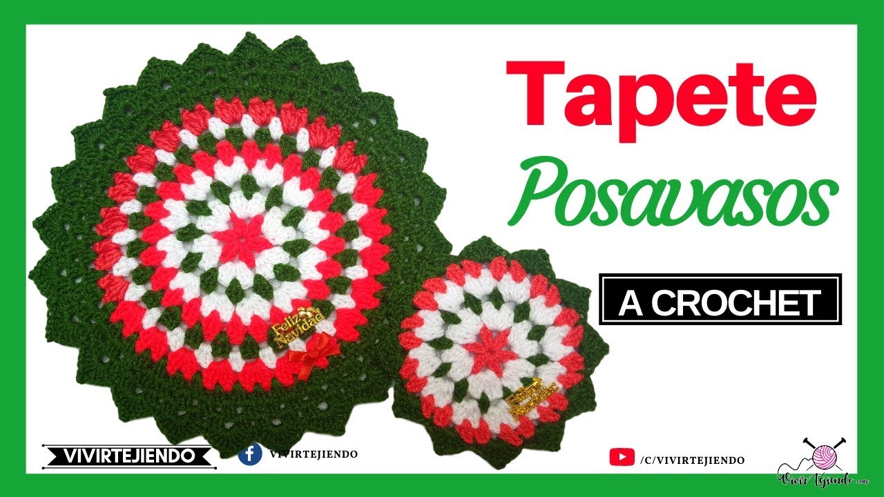 Tapete Posavasos NAVIDEÑOS a CROCHET paso a paso – Tejidos de Navidad a Ganchillo