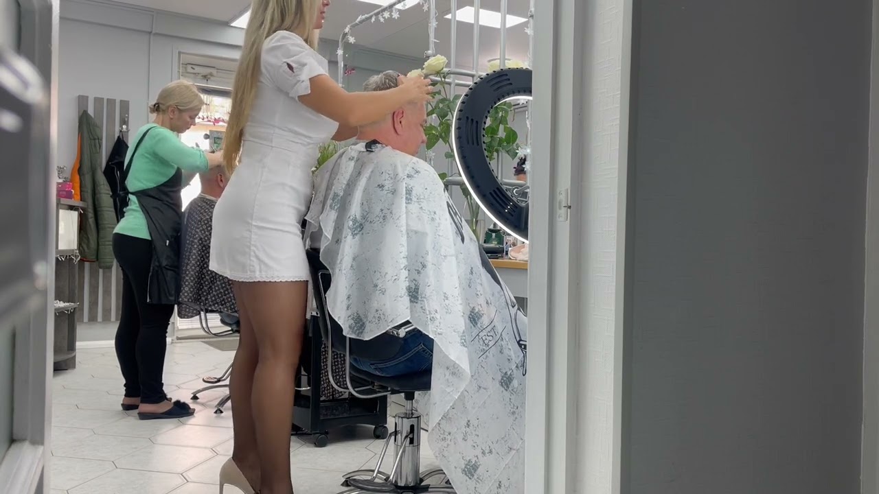 Beautiful Barberette Giving Head Massage