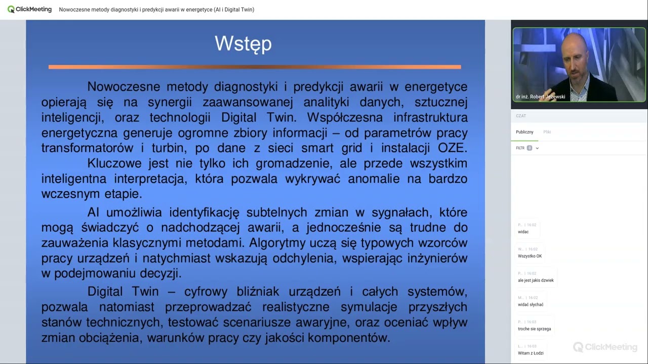 Nowoczesne metody diagnostyki i predykacji awarii w energetyce (Al i Digital Twin)