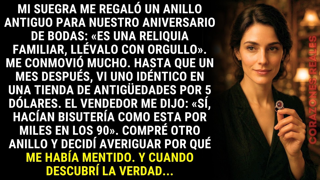 Mi suegra llorando me dio el 'anillo familiar'... Un mes después vi uno igual por 5 dólares...