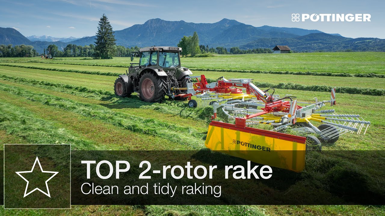 TOP 2-rotor rake with side swath placement without transport chassis – Highlights | PÖTTINGER