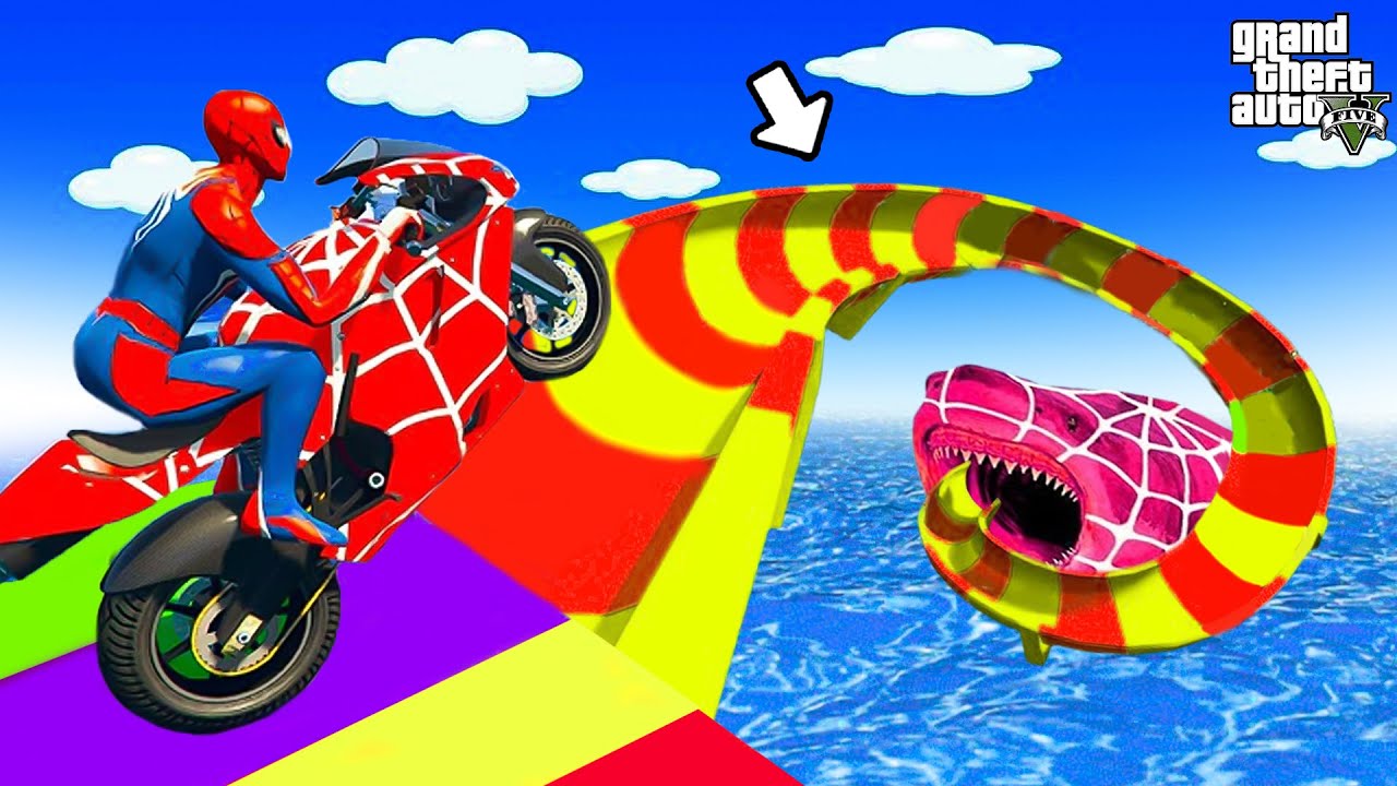 SPIDER-MAN Takes The LEAD In Crazy Water Slide Challenge 🚀 SUPERHERO Challenge race