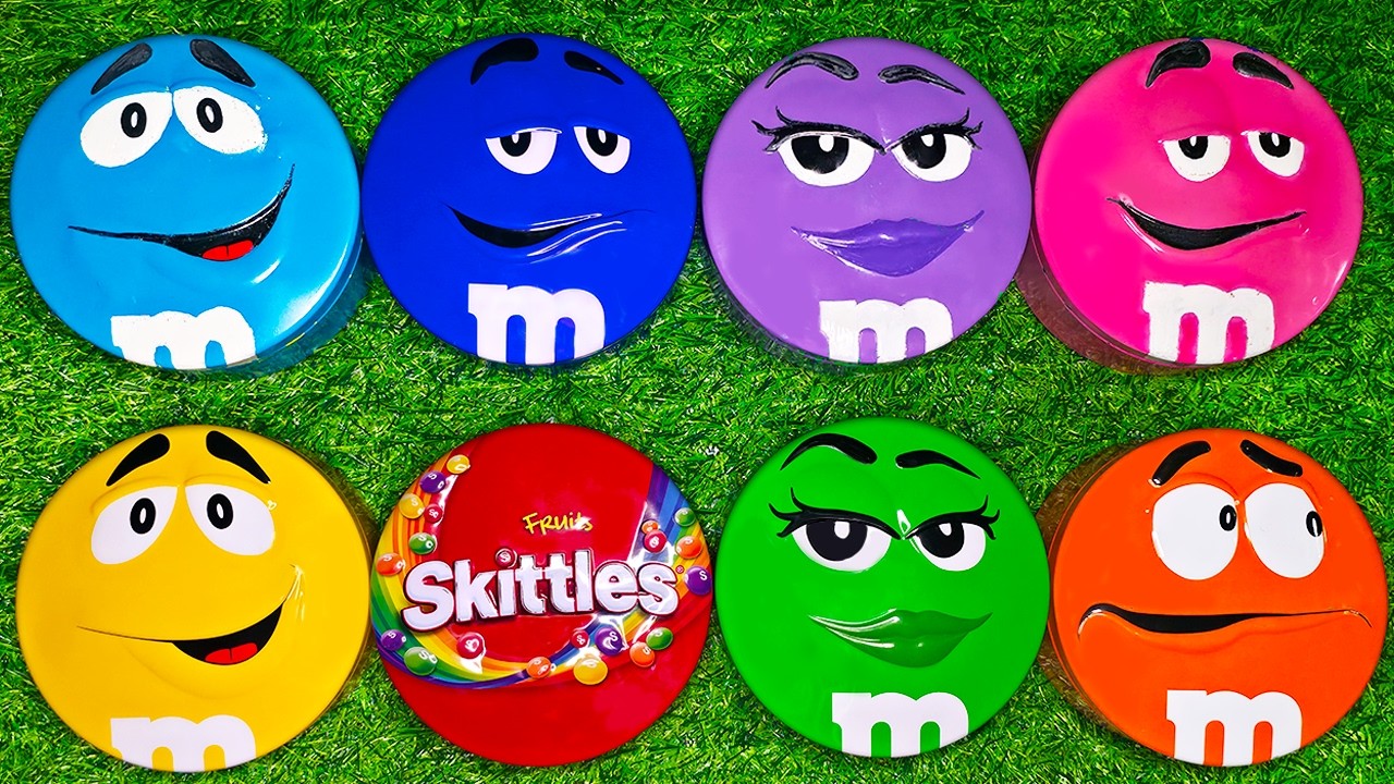 Satisfying Video | Unpacking Surprise Tins with Rainbow Skittles and Chocolate M&M'S Candy ASMR