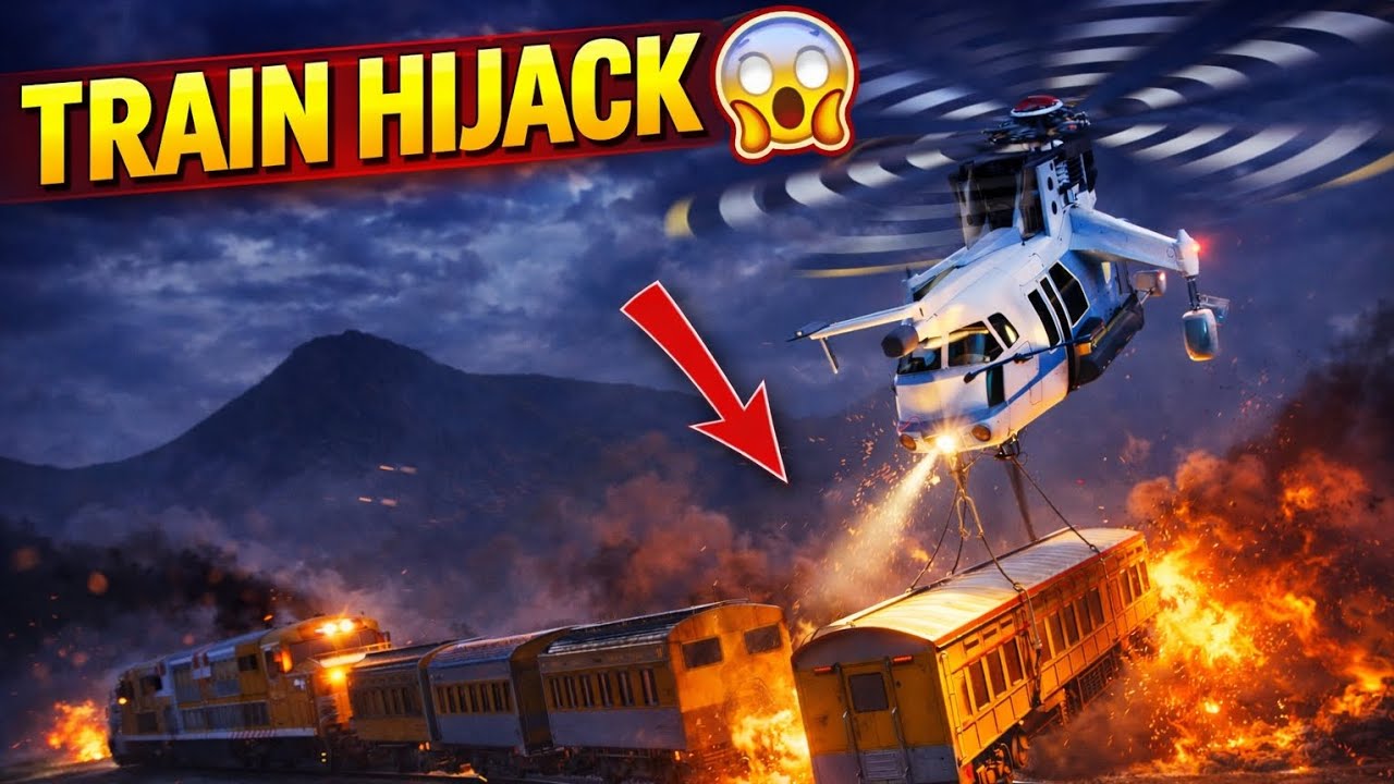GTA 5 Train Hijack With Helicopter 😱 | I Picked Up Train Coaches #gta #gta5 #traver 