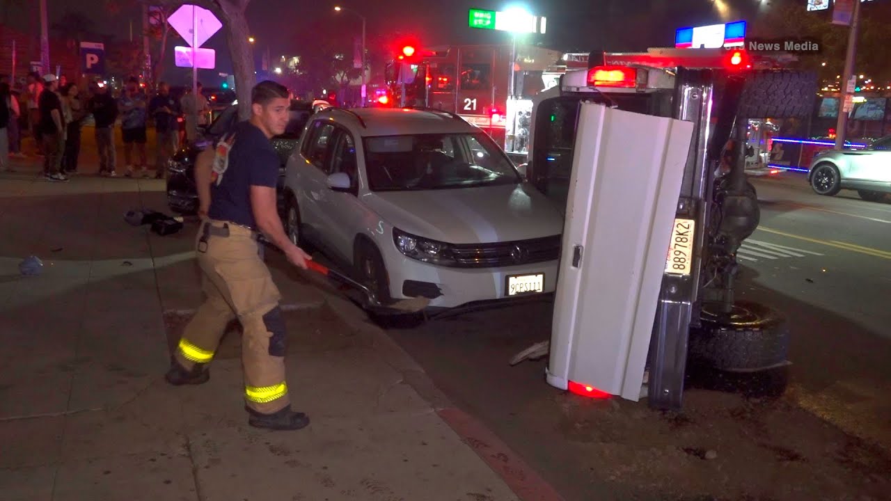 Overturned Truck, Parked Cars Damaged in Pacific Beach Crash