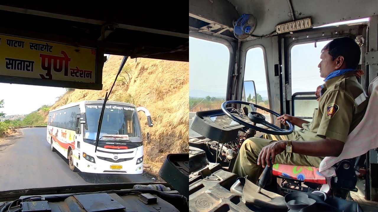 KUMBHARLI GHAT : FULL JOURNEY : MSRTC SEMI LUXURY HIRKANI ST BUS CABIN RIDE