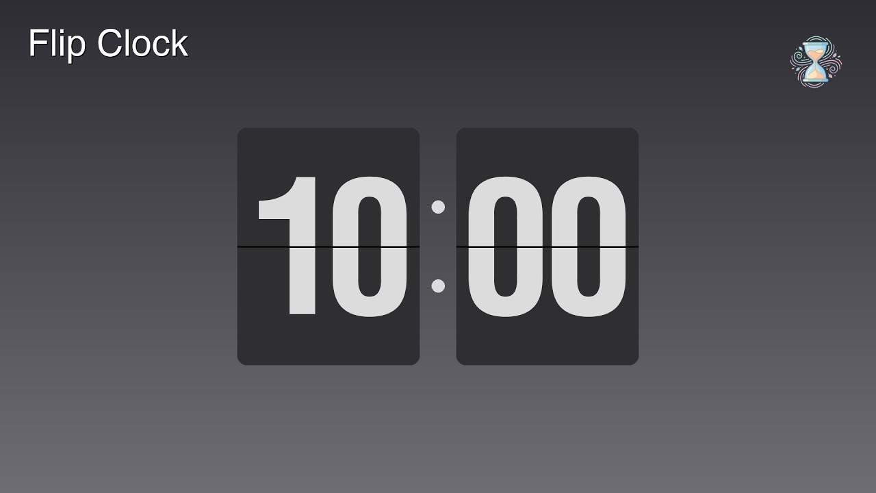 10 Minute Timer ⏱️ Monochrome Steel Flip Clock | Pomodoro break Timer - ChronoFlow