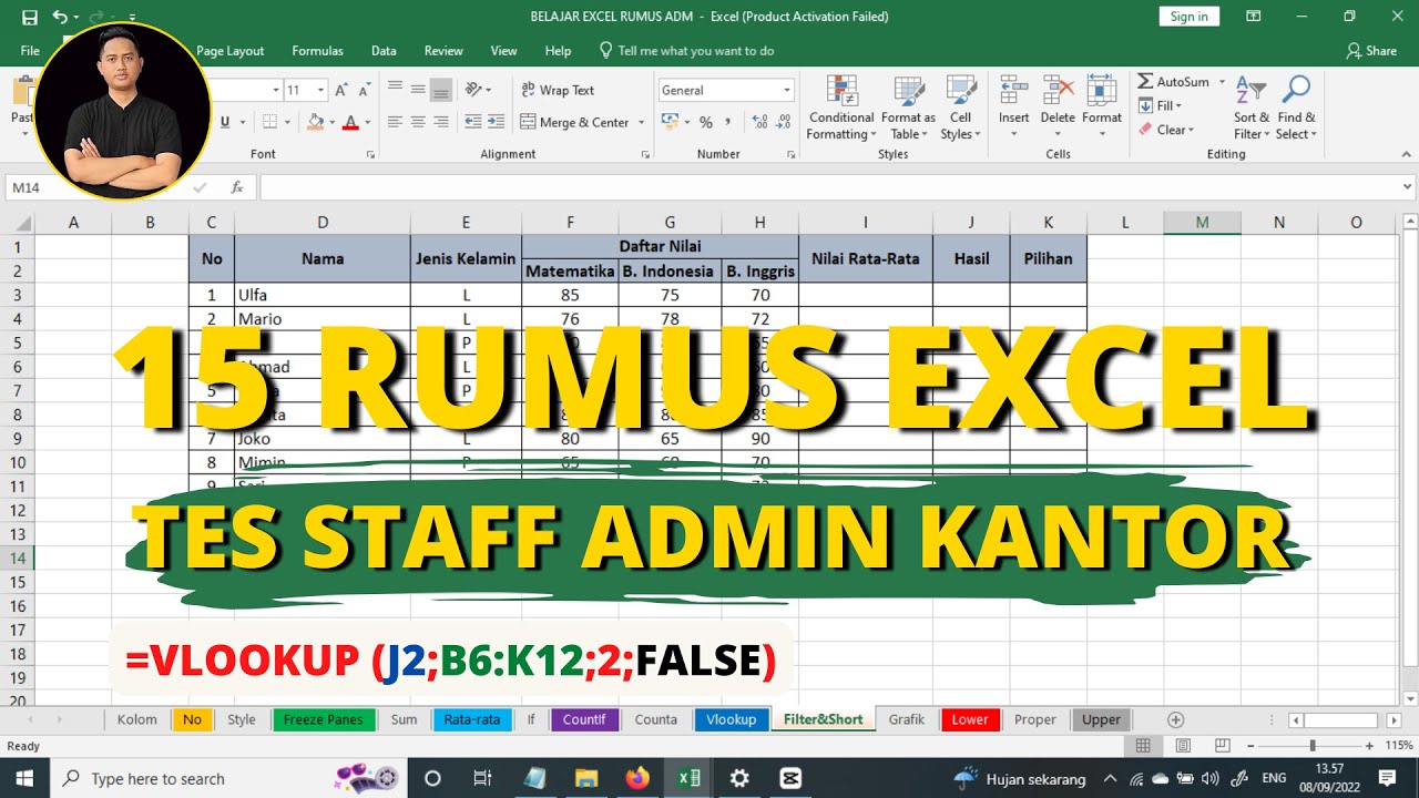 Tutorial excel pemula, 15 Rumus excel tes admin kantor - tutorial excel administrasi