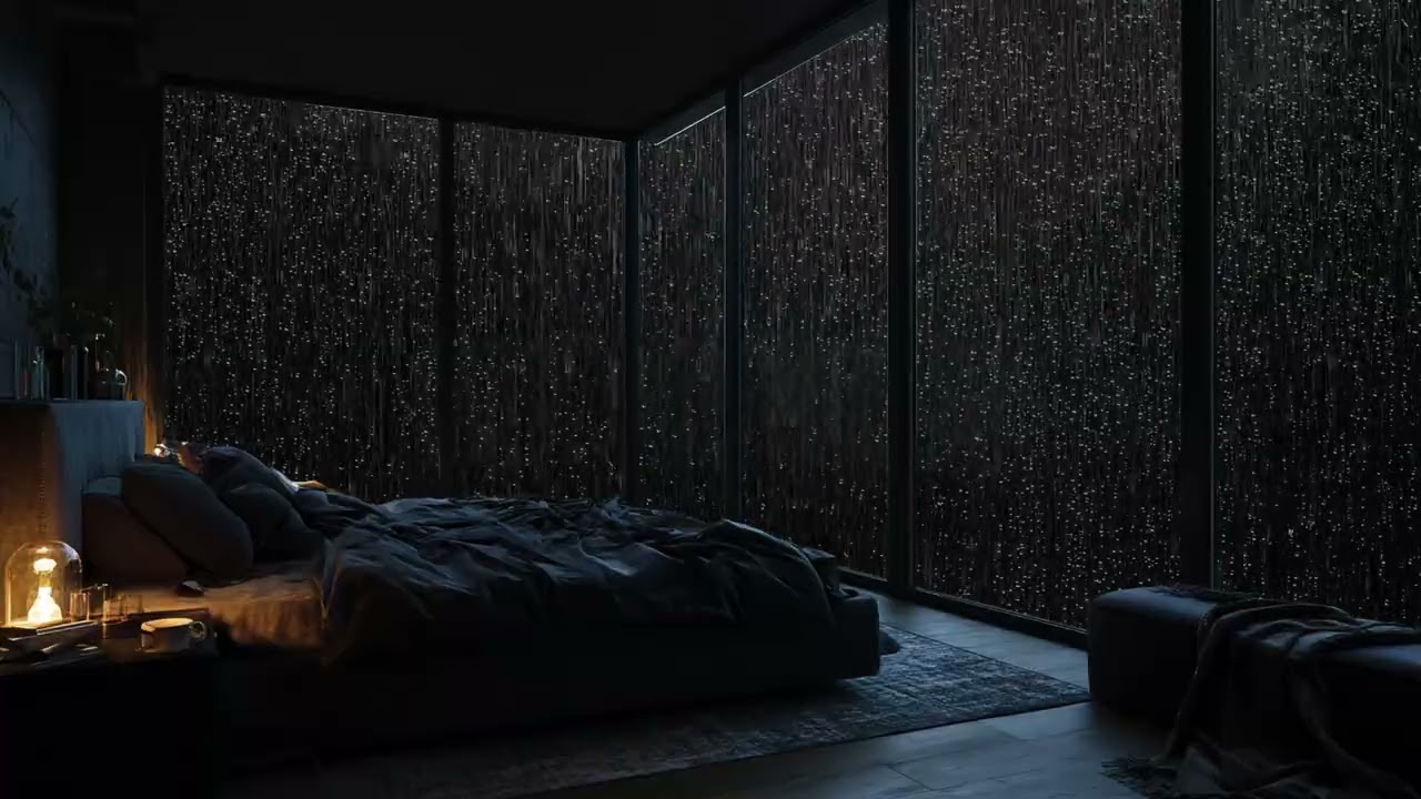 Rain Sounds On Glass Walls 🌧️❄️ Cozy Winter Cabin Ambience For Sleep And Relaxation