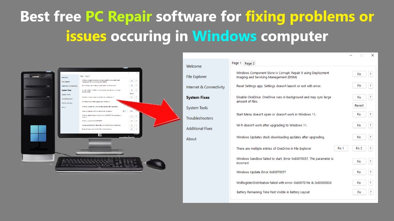 Best free PC Repair software for fixing problems or issues occuring in Windows computer.