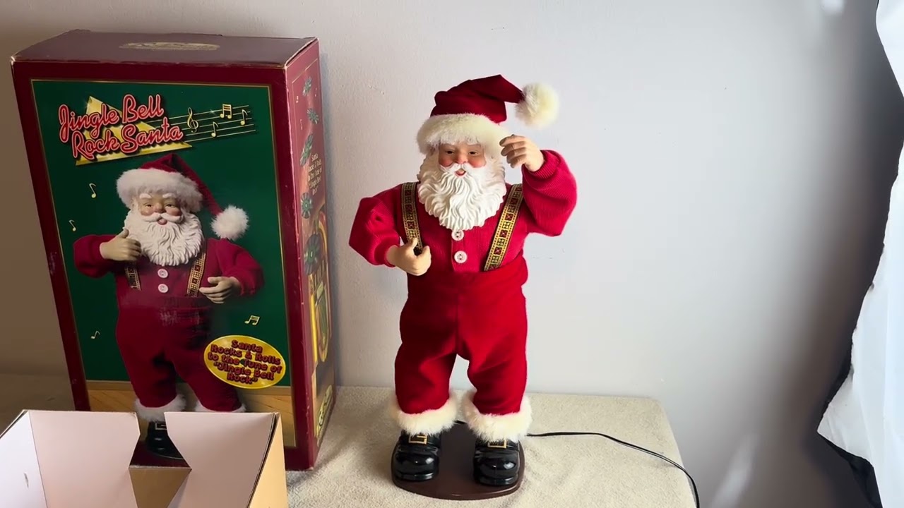 Vtg Jingle Bell Rock Santa Claus Animated Dancing Musical 1998 1st Edition - Rock Santa Collectibles