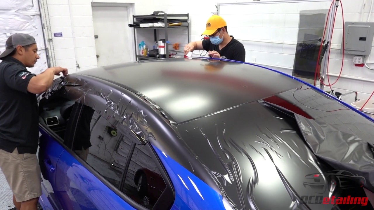 Black Roof Wrap Install! 2020 Subaru STI - 3M 2080