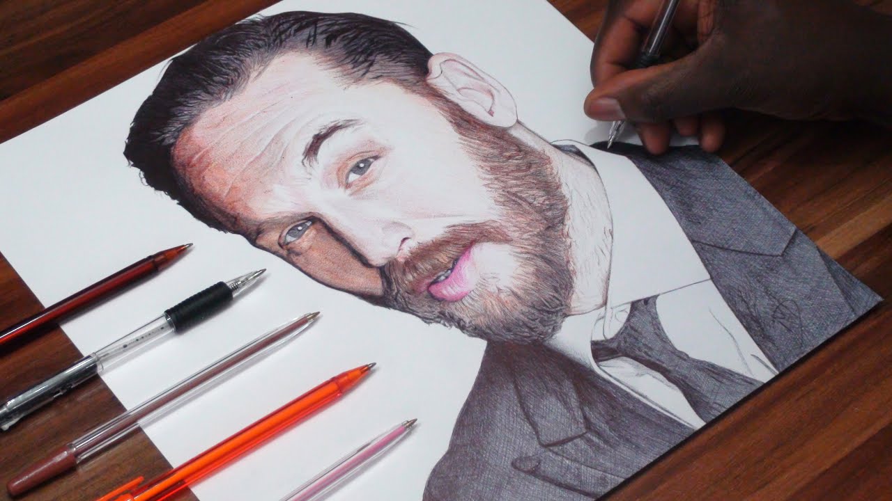 Tom Hardy Pen Drawing - DeMoose Art