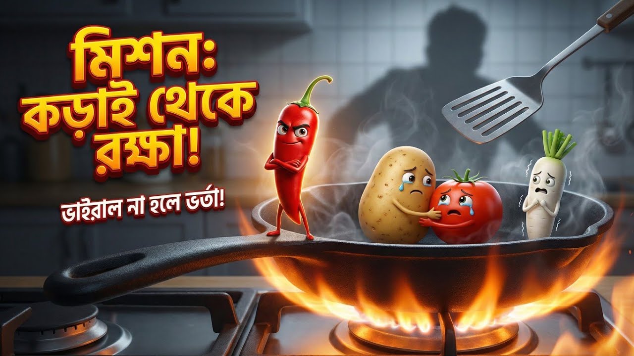 মিশন: কড়াই থেকে রক্ষা! 🔥 সবজিদের ভাইরাল হওয়ার মজার কান্ড | Bangla Funny AI Cartoon