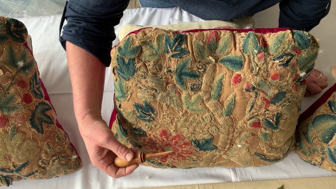 Sunday Antique Crewel Work Collection Video #4 - Cushions - Jacobean Hunt & The Restoration Pillowe