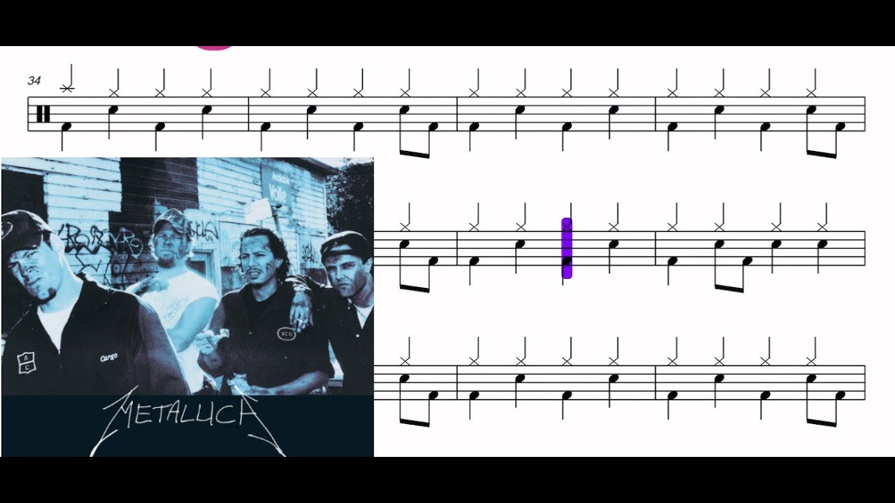 SIMPLE BEGINNER Version Metallica Whiskey in the Jar Tutorial TABS | Dum Application | Beginner Drum