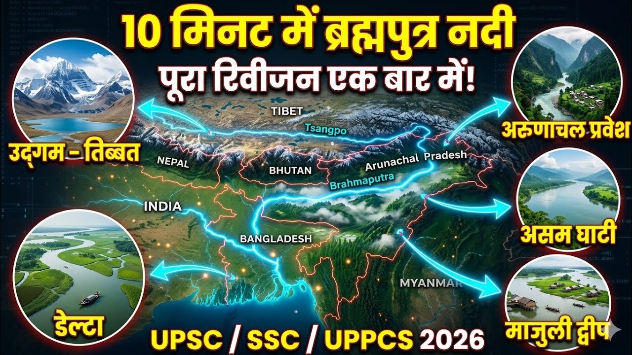 ब्रह्मपुत्र नदी का पूरा सफर,Brahmaputra River System,ब्रह्मपुत्र नदी तंत्र,UPSC SSC uppsc geography 