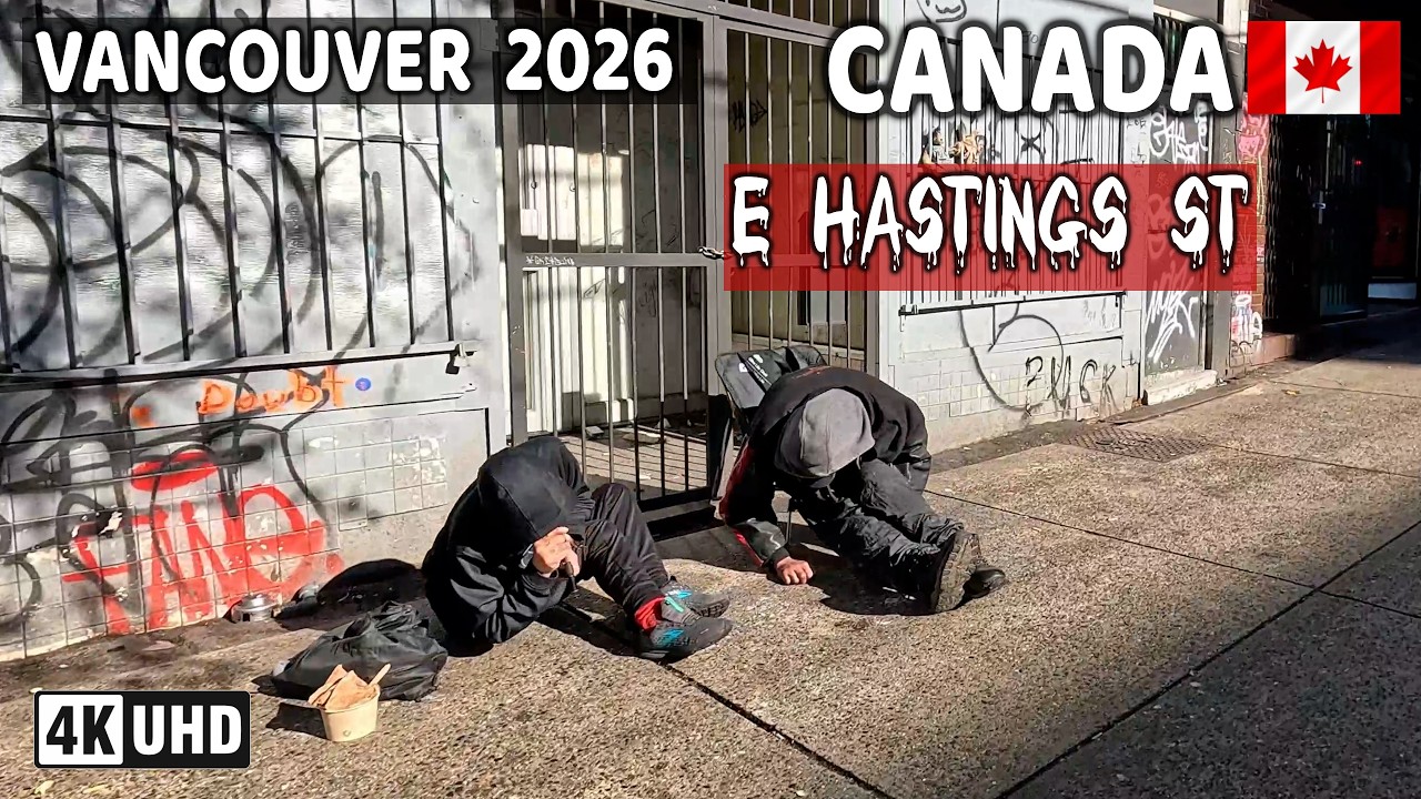 🇨🇦 【4K】 East Hastings St. Downtown Vancouver BC, Canada. Street Walk.