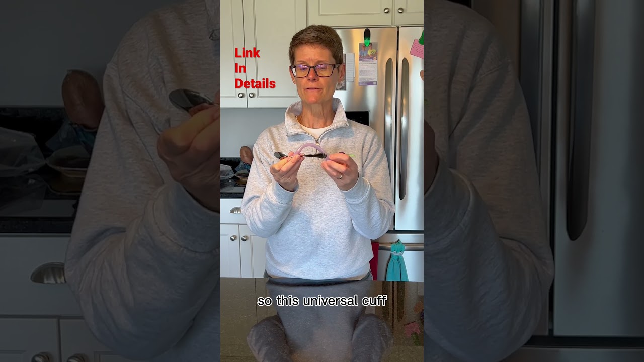 Universal #cuff or #strap helps people with #weak #grip increase #selffeeding - #stroke #arthritis