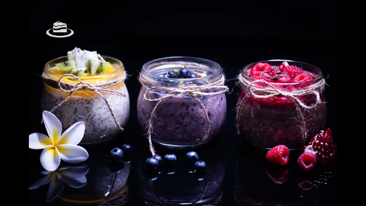 Budinca de Chia & Ovaz Peste Noapte - 3 Variante + Gem de Chia (Vegane) / Chia & Oat Pudding (EN CC)