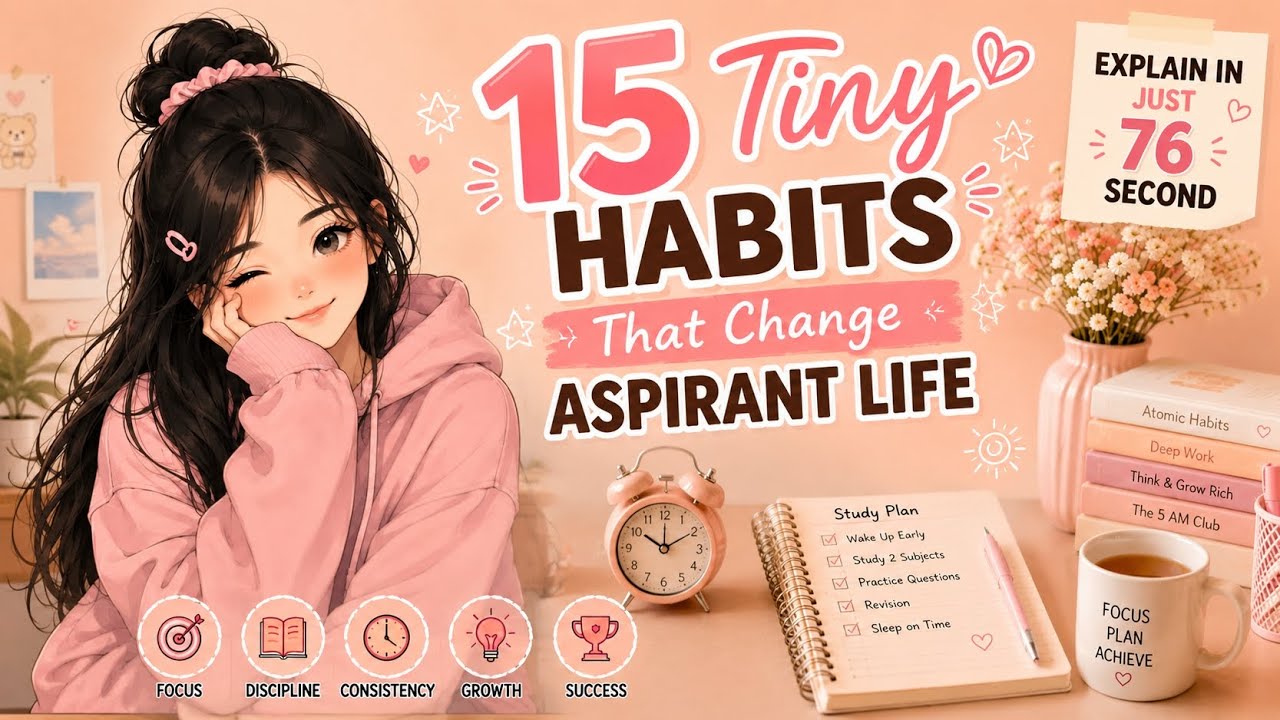 15 tiny habits change aspirant life 💗 | study tips | students good habits #foryou #aesthetic