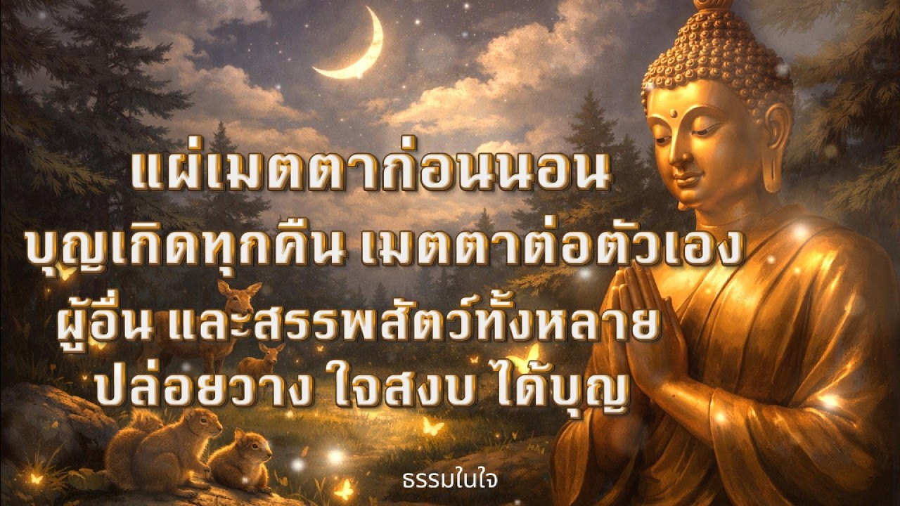 แผ่เมตตาก่อนนอน บุญเกิดทันที เมตตาต่อตัวเอง ผู้อื่น และสรรพสัตว์ทั้งหลาย |ปล่อยวาง ใจสงบ ได้บุญ