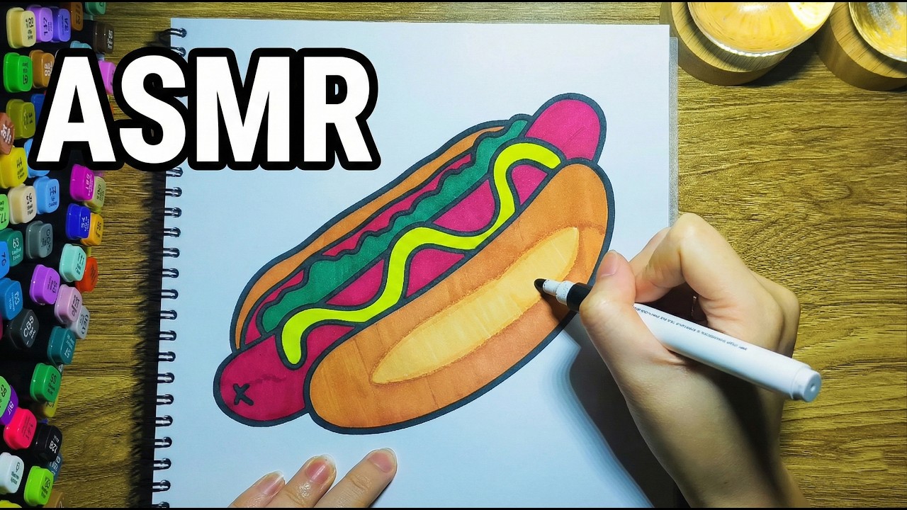 Hot Dog 🌭 ASMR Coloring Coco Wyo Food Drink SWEETS (Colorindo | White Noise)