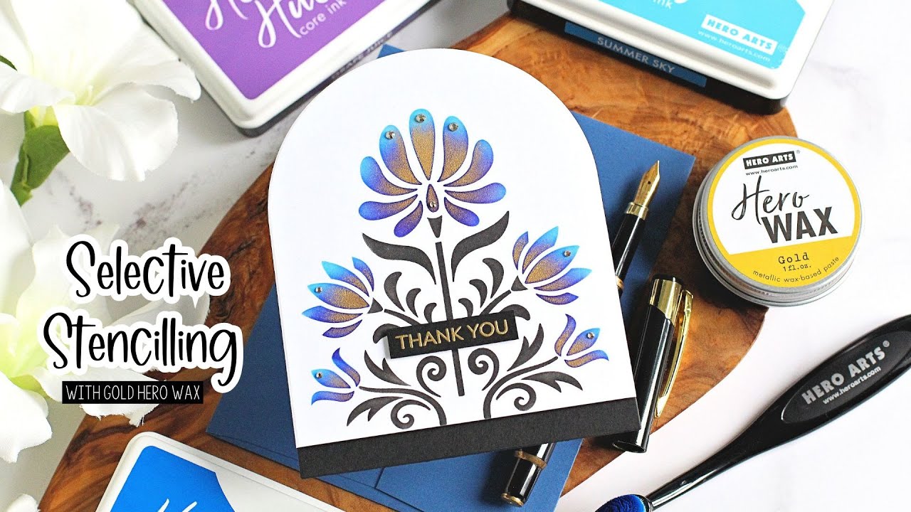 Selective Stenciling with Gold Hero Wax | The Card Grotto