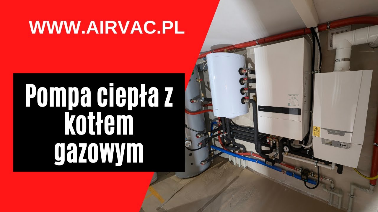 Kotłownia hybrydowa z pompą ciepła Panasonic 9kW i kotłem gazowym De Dietrich MCR EVO 3 15kW.