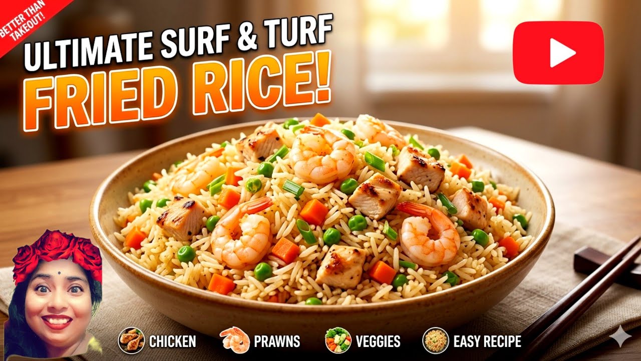 Homemade Fried Rice: Loaded with Prawns, Chicken, and Fresh Veggies | Homemade Fried Rice |