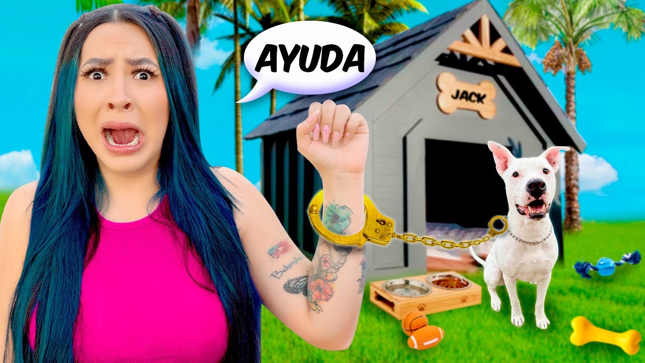 24 HORAS ESPOSADA A MI PERRO *El reto más difícil* 😨 | Karen Bustillos