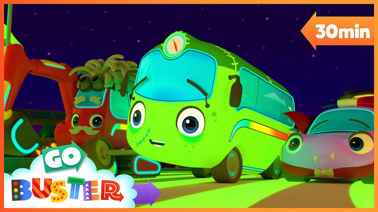 Buster Meets Glow in the Dark Zombie | Go Buster Recharged | Robot Cartoons for Kids | Moonbug Kids