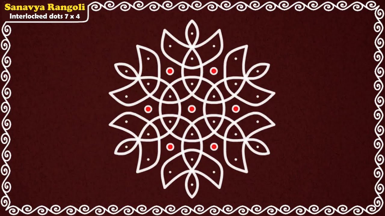 Creative and attractive 7 dots beginners kolam || Sikku kolam || kambi kolam || Chukka muggu