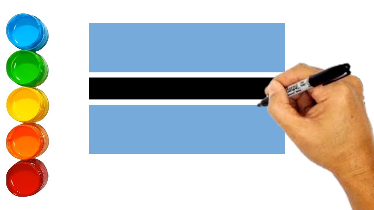 How to draw Botswana Flag step by step